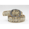 Leather belt factory colorful leather and rhinestone rivet belt